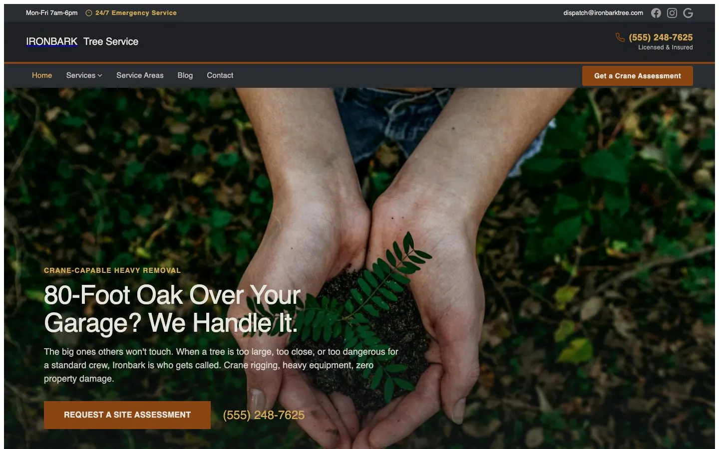 Ironbark design on a laptop, sample site for Ironbark Tree Service