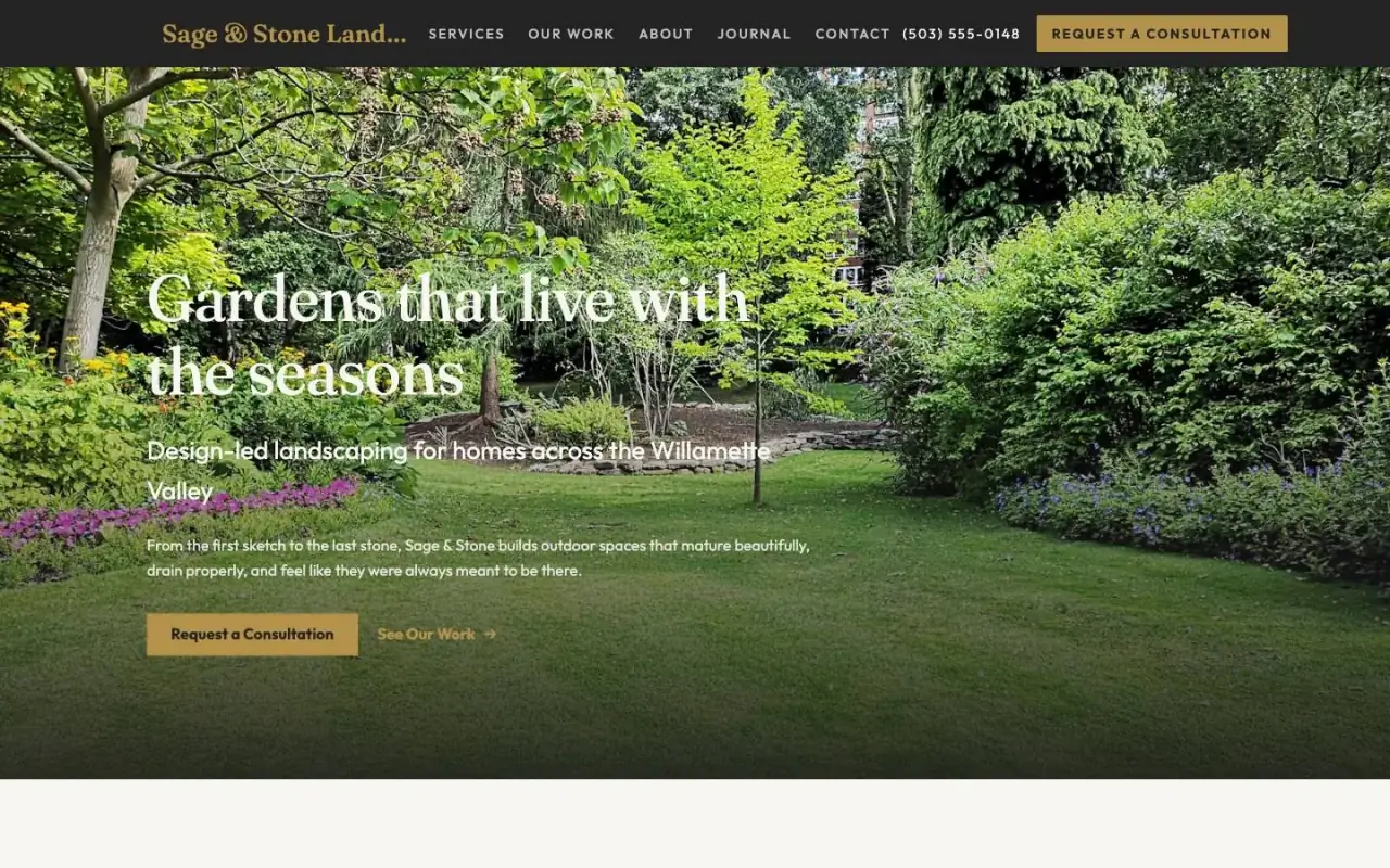 Living Landscape design on a laptop, sample site for Sage & Stone
