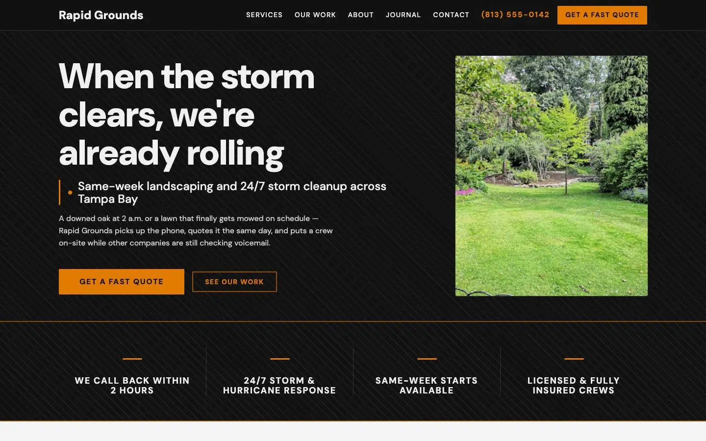 Response First design on a laptop, sample site for Rapid Grounds